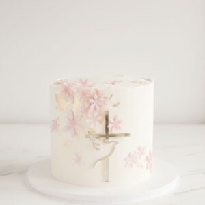 Gâteau Baptême Fleurs